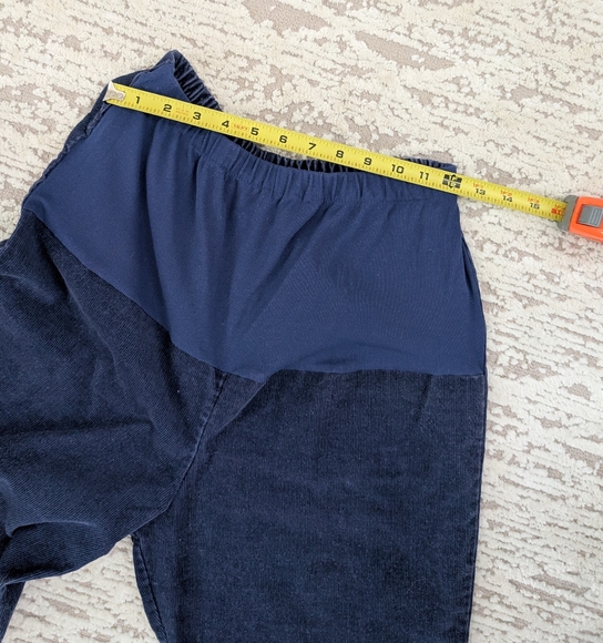 Navy Blue Women's Corduroy Maternity Pants - Picture 8 of 13